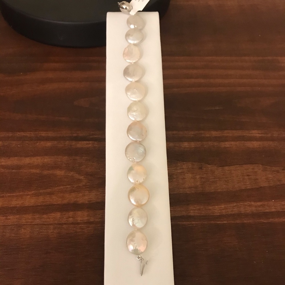 New 7.5” Sterling Silver Freshwater Pearl Bracelet - Picture 1 of 1